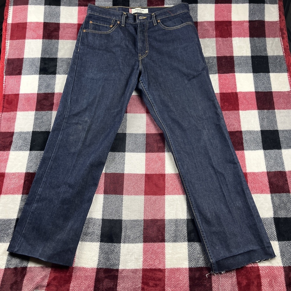 Levis 505 Jeans Mens 33x34(34x30" 'Hemmed') Dark Wash Blue Denim‎ Y2K Canada